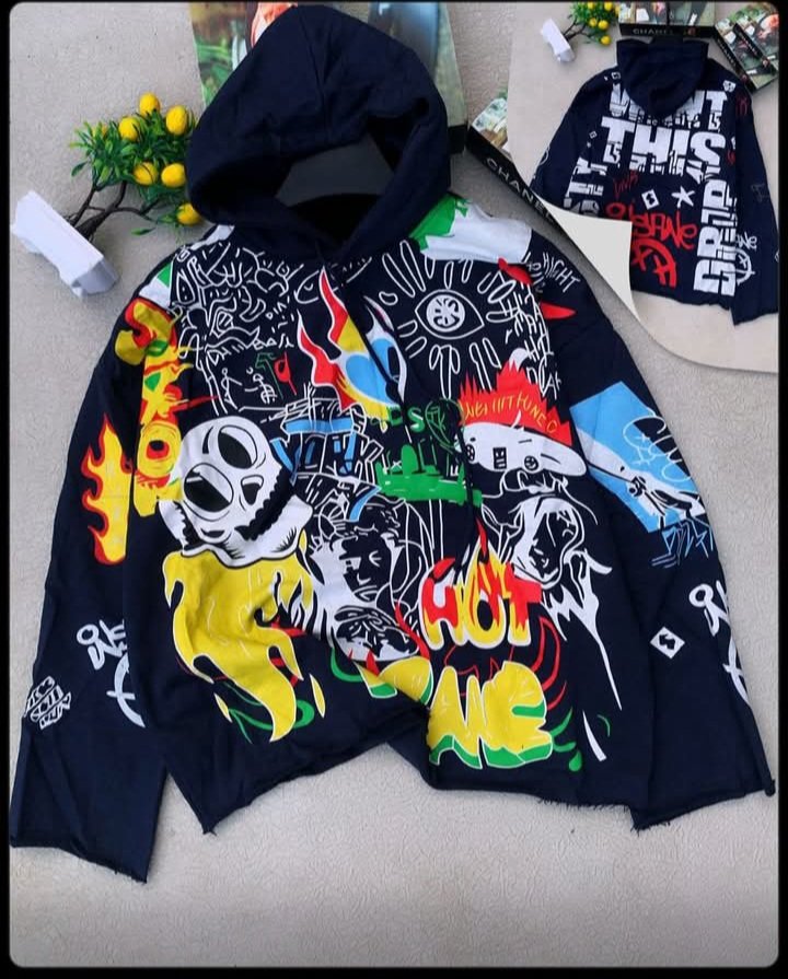 Aolamegs Men's Hip Hop Letter Print Graffiti Hoodie