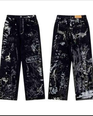 🎨 Hand-Painted Inkjet Graffiti Jeans — Redefining Luxury Streetwear