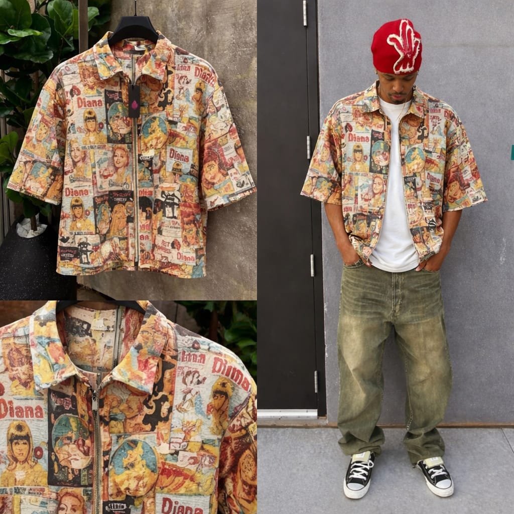 Top Quality Hawaiian Zip-Down Crop Shirt – Premium Tropical Streetwear for Men & Women