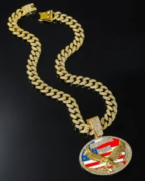 🇺🇸 European & American Fashion Brand – 27K Gold-Plated Eagle Pendant Set